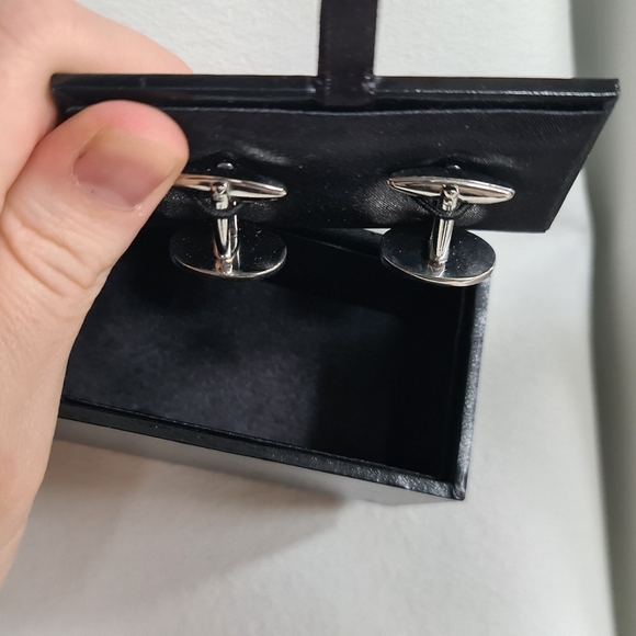 Blaq Mens Cuff Links Checked Cufflinks Silver Blue Yellow - Picture 6 of 7